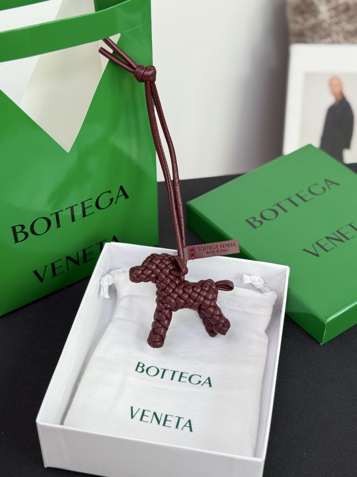 Bottega Veneta Leather Dog Charm